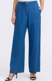 Foxcroft Blaire Wide Leg Denim Pants