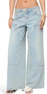 EDIKTED Teela Lace Panel Low Rise Wide Leg Utility Jeans