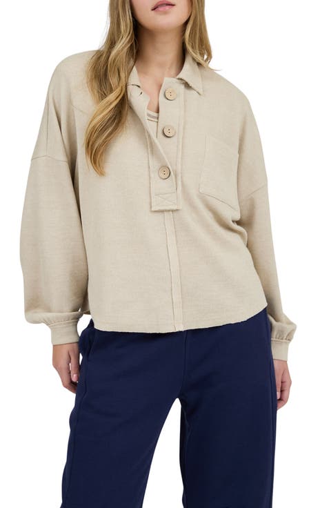 Button Placket Sweater Top