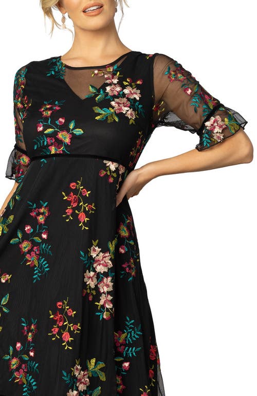 Kiyonna Wildflower Embroidered Cocktail Dress In Onyx