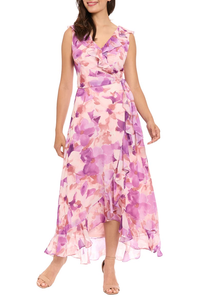 Ruffle Maxi Dress, Main, color, SOFT WHITE/ LIGHT BLUSH