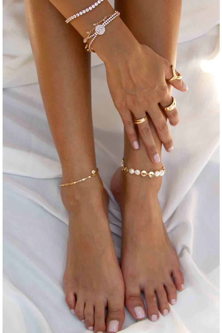 Freshwater Pearl Anklet, Alternate, color, GOLD