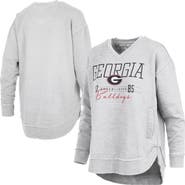 PRESSBOX Women's Pressbox Heather Gray Georgia Bulldogs Marcus East Hall Poncho V-Neck Sweatshirt