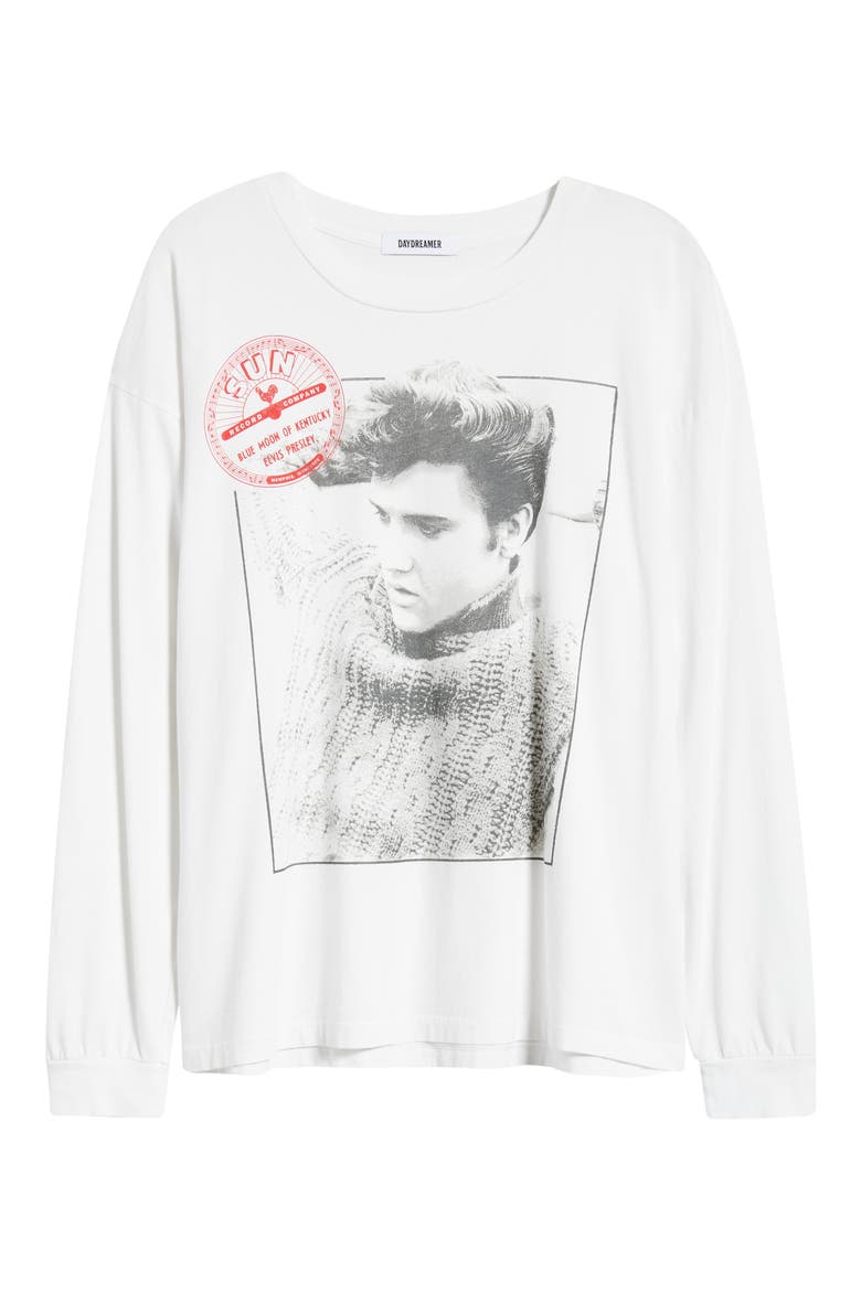 Sun Records Elvis Long Sleeve Cotton Graphic T-Shirt, Alternate, color, BLEACH WHITE