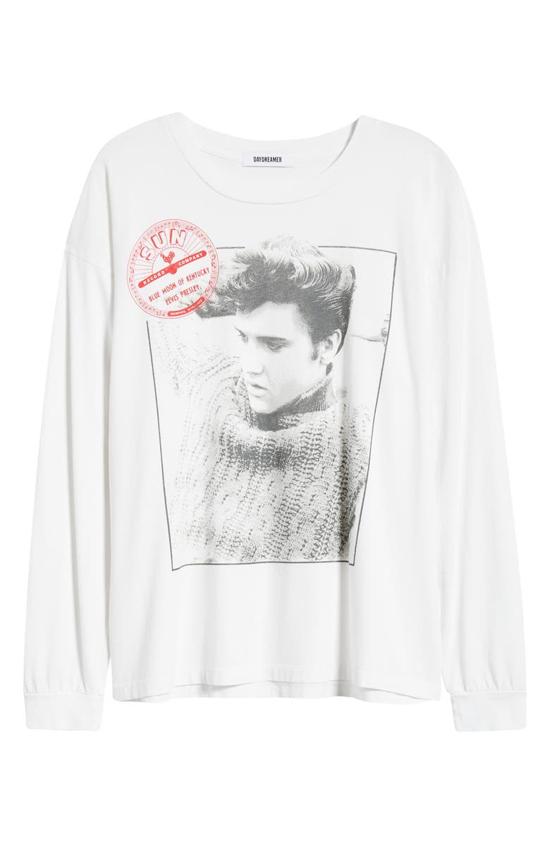 Daydreamer Sun Records Elvis Long Sleeve Cotton Graphic T-Shirt, Alternate, color, Bleach White