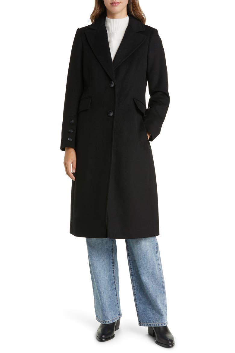Long Twill Coat, Main, color, BLACK