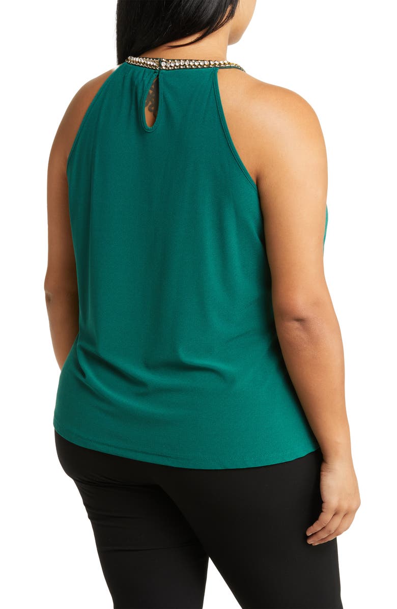 BY DESIGN Rhinestone Trim Mock-Neck Blouse, Alternate, color, Botanical Garden