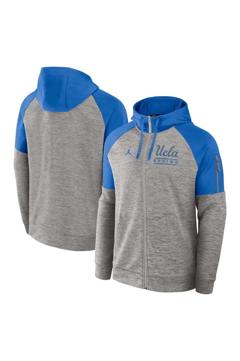 Men's Jordan Brand Heather Gray UCLA Bruins Fitness Raglan Performance Full-Zip Hoodie, Alternate, color, Heather Gray