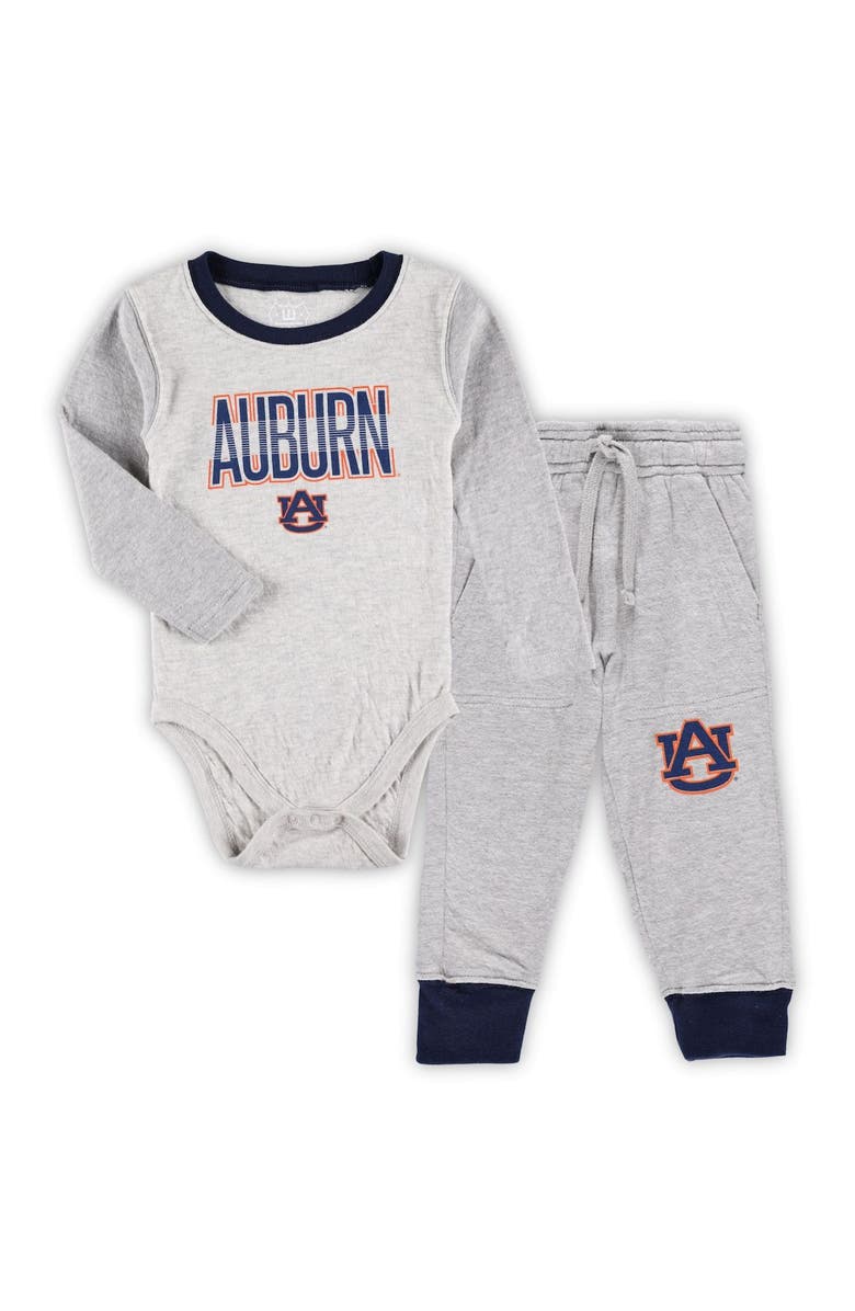 Wes & Willy Infant Wes & Willy Heather Gray Auburn Tigers Jie Jie Long Sleeve Bodysuit & Pants Set, Main, color, Gray