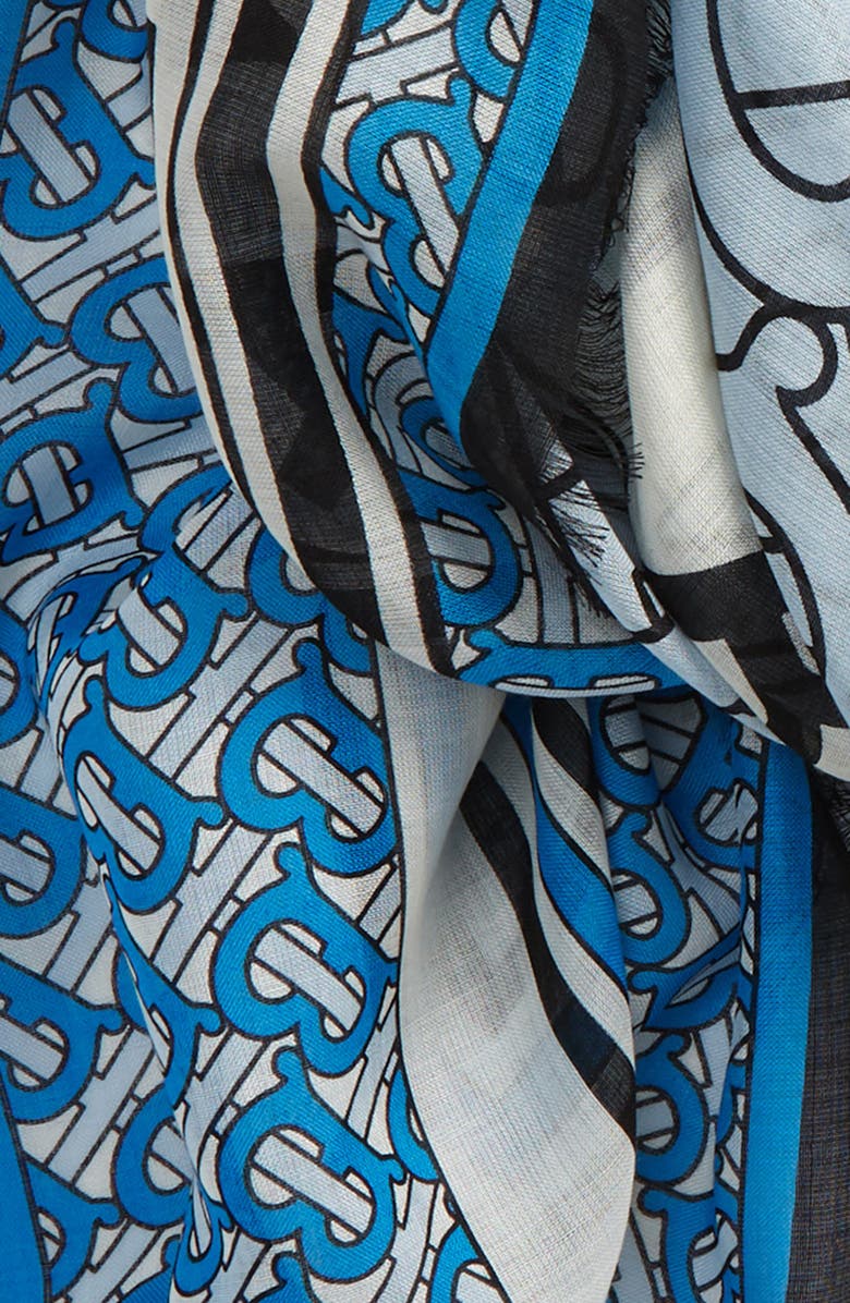 Burberry TB Monogram & Logo Wool & Silk Scarf, Alternate, color,