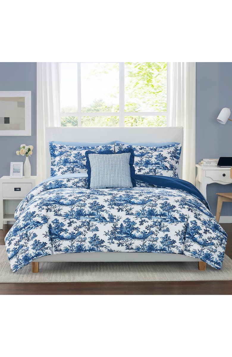 Modern Threads Shaya Toile Microfiber Comforter Set, Alternate, color, Blue