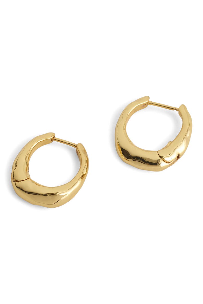 Hammered Puffy Small Huggie Hoop Earrings, Main, color, ANTIQUE GOLD