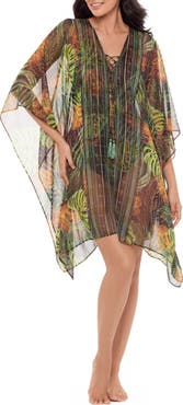 Miraclesuit® Sunset Islet Metallic Chiffon Cover-Up Caftan