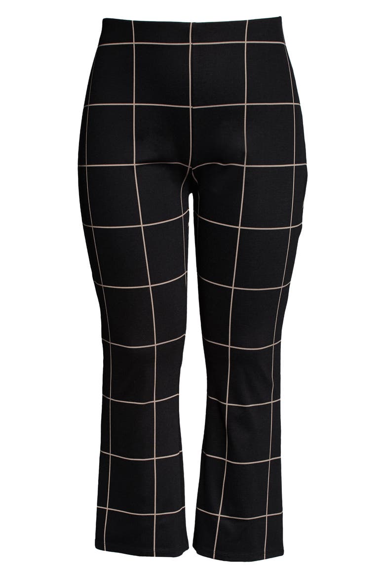 Ponte High Waist Kick Flare Pants, Alternate, color, BLACK TAN MEMOIR THIN GRID