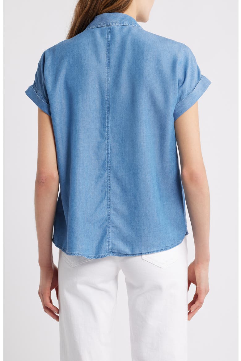 Issey Short Sleeve Chambray Shirt, Alternate, color, MEDIUM WASH