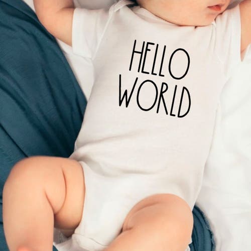 Sweet Wink Hello World Short Sleeve Bodysuit In Natural