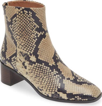 Madewell The Essex Ankle Boot in Snakeskin stamped Leather