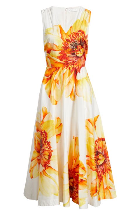 The Ines Spring Meadow Floral Midi Dress