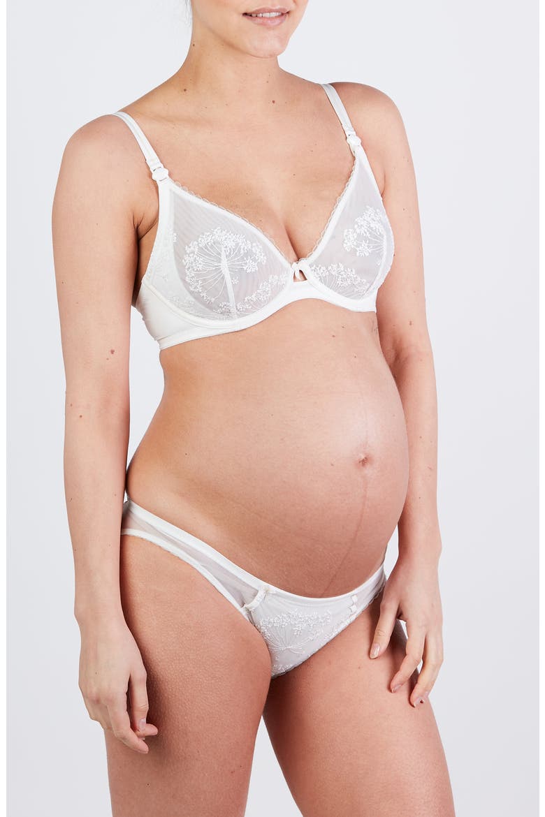 Louise Embroidered Maternity Briefs, Alternate, color, IVORY