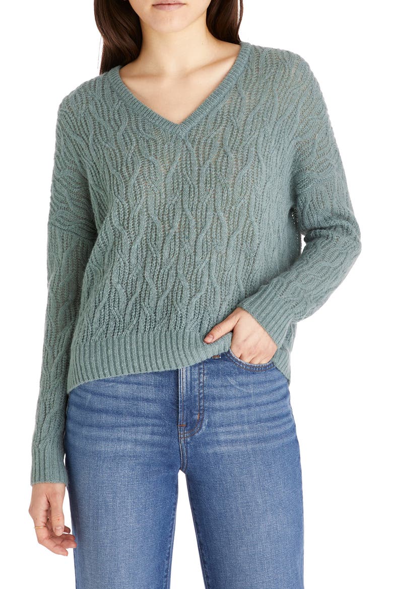 Alna V-Neck Sweater, Main, color, HTHR LAGOON