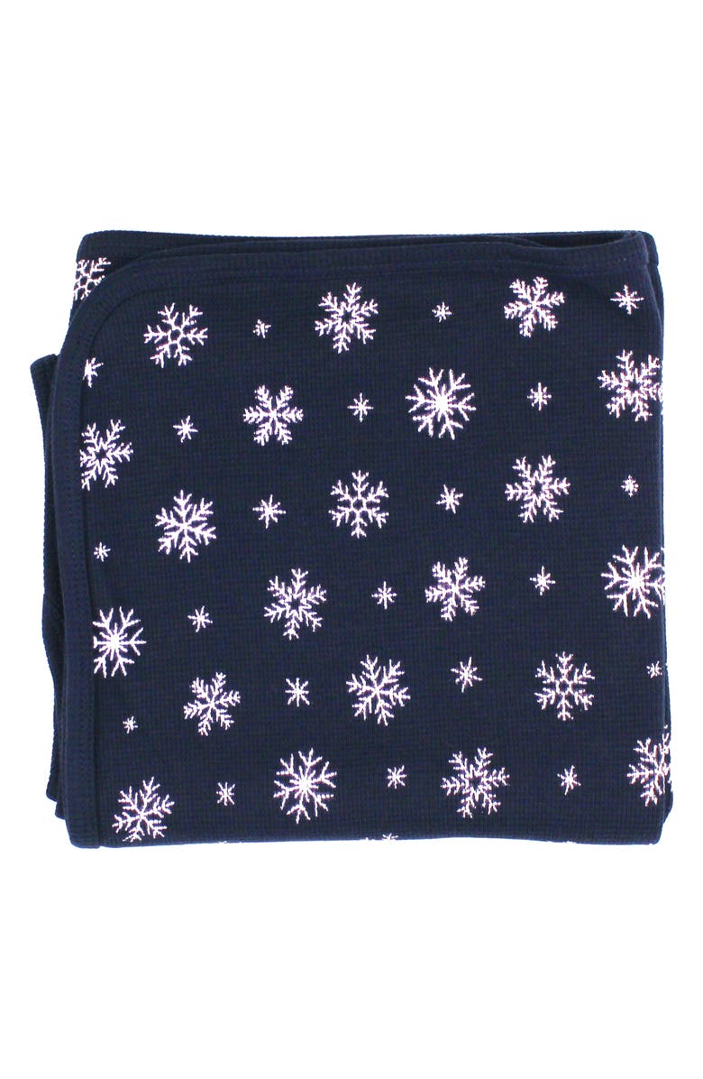 L'ovedbaby Holiday Print Thermal Organic Cotton Blanket, Main, color, Snowy Night
