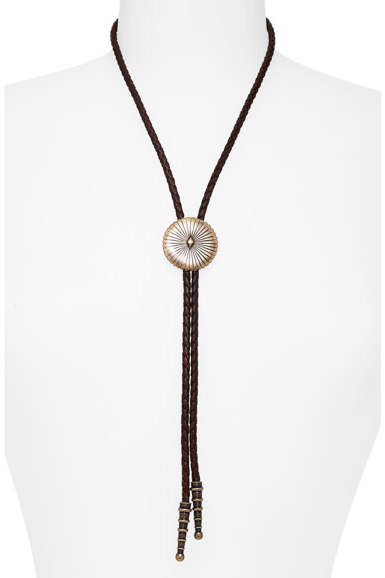 Concho Bolo Necklace, Alternate, color, NUT/ BRUSHED GOLD
