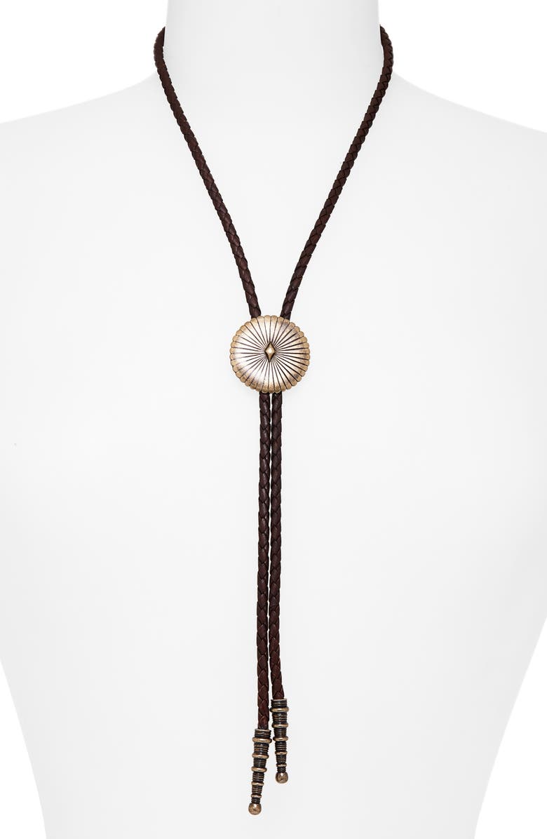 Saint Laurent Concho Bolo Necklace, Alternate, color, 