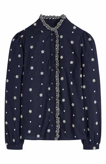 Helena Floral Embroidered Cotton Button-Up Shirt