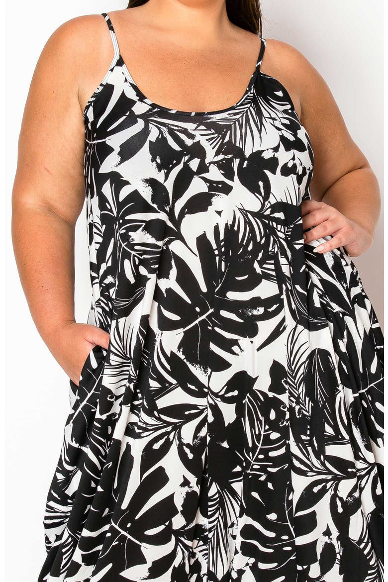 Kiana Palm Print Jumpsuit, Alternate, color, BLACK/WHITE
