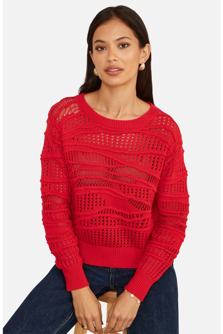 Wave Pointelle Knitted Jumper, Main, color, Red