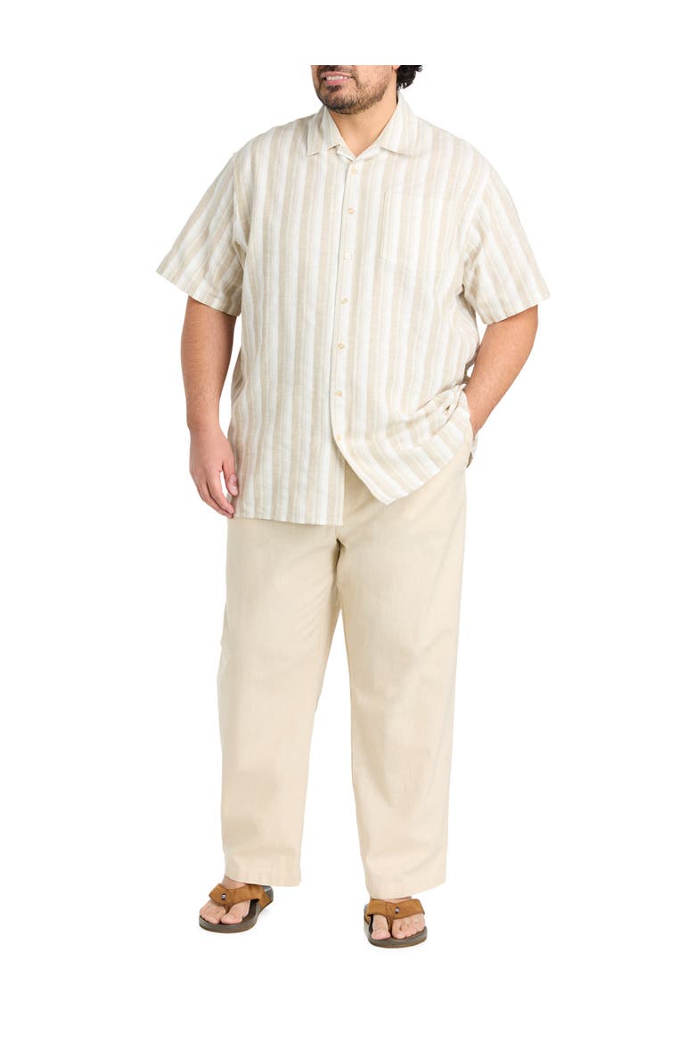 Big & Tall Striped Sport Shirt, Alternate, color, LIGHT KHAKI