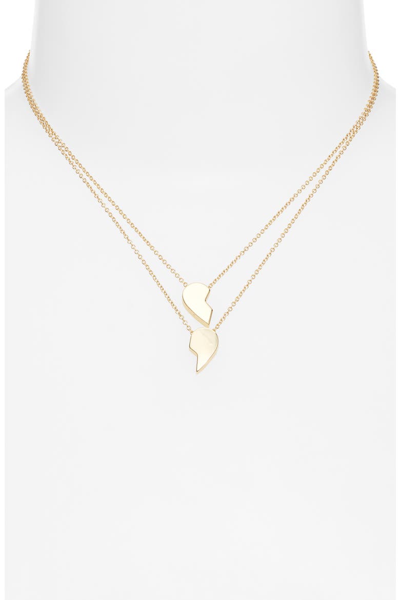 Gift Boxed Set of 2 Demi Fine Mommy & Me Heart Pendant Necklaces, Alternate, color, GOLD