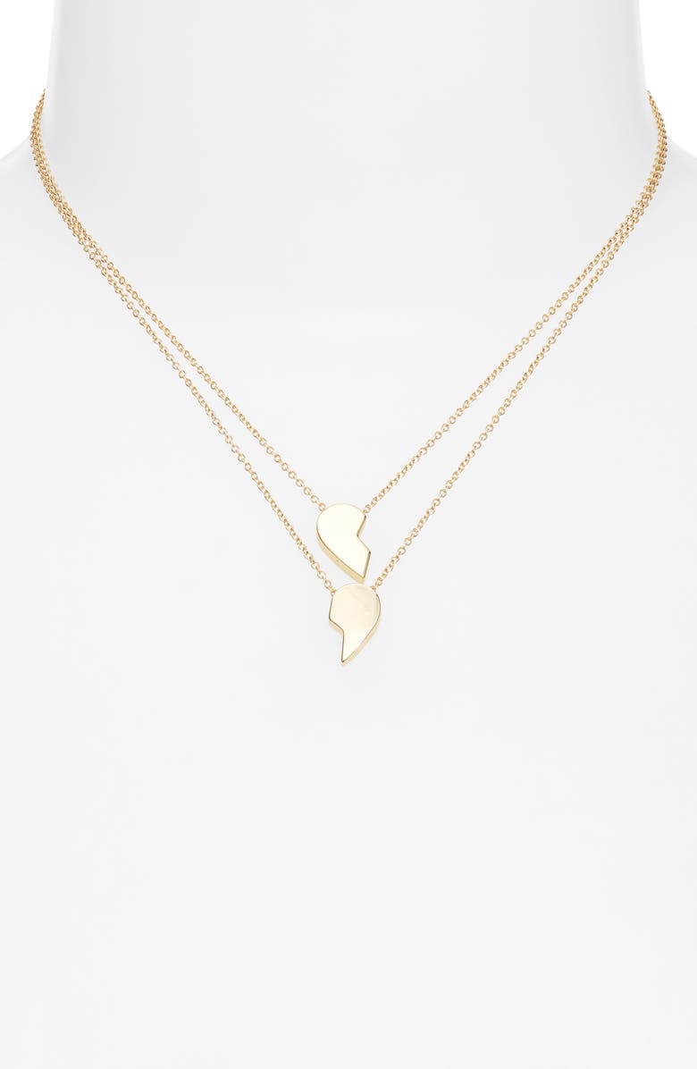 Chelsea28 Set of 2 Demi Fine Mommy & Me Heart Pendant Necklaces, Alternate, color, Gold