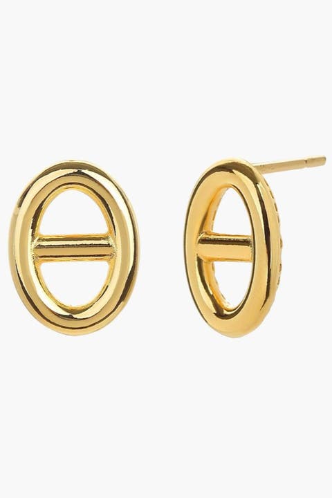Sterling Silver 18k Gold Plated Erin Circle Earrings Holiday Gift Idea