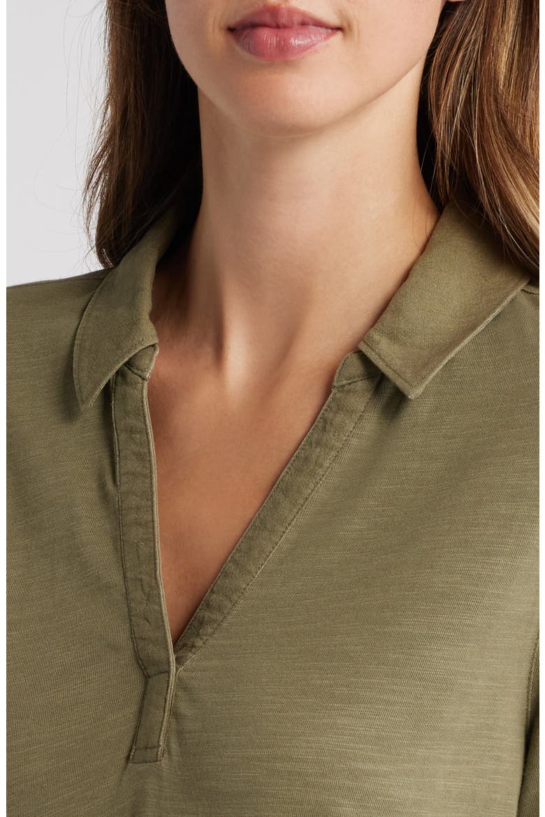 Ashby Isles Long Sleeve Cotton Jersey Polo Dress, Alternate, color, TEA LEAF
