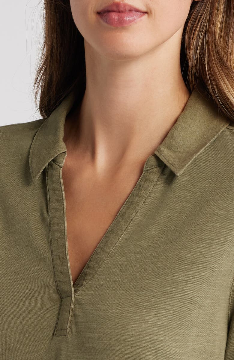 Tommy Bahama Ashby Isles Long Sleeve Cotton Jersey Polo Dress, Alternate, color, Tea Leaf