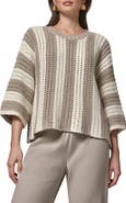 Donna Karan New York Vertical Stripe Open Stitch Cotton Sweater