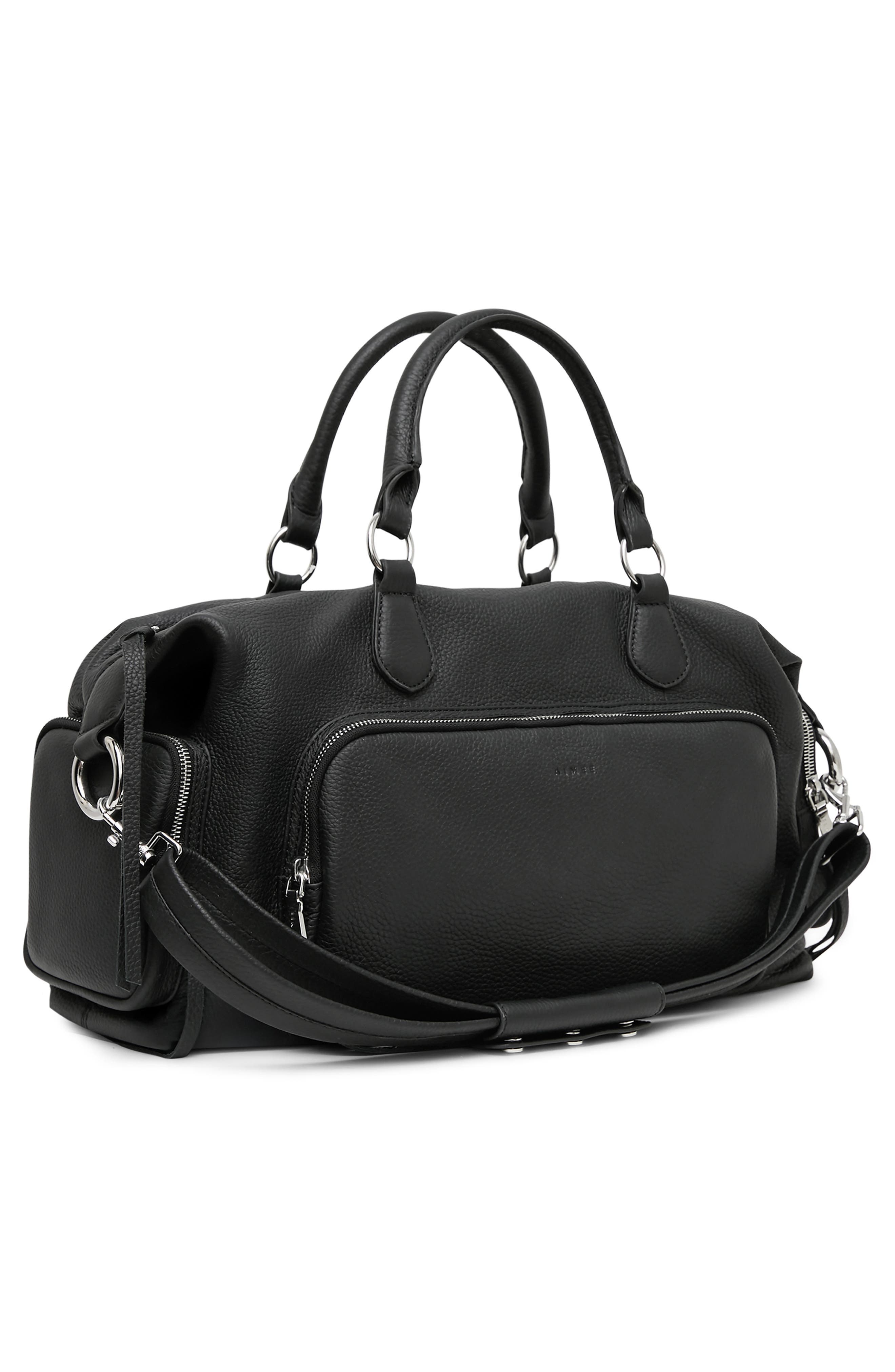 AIMEE Away We Go Leather Duffle Bag, Alternate, color, Black