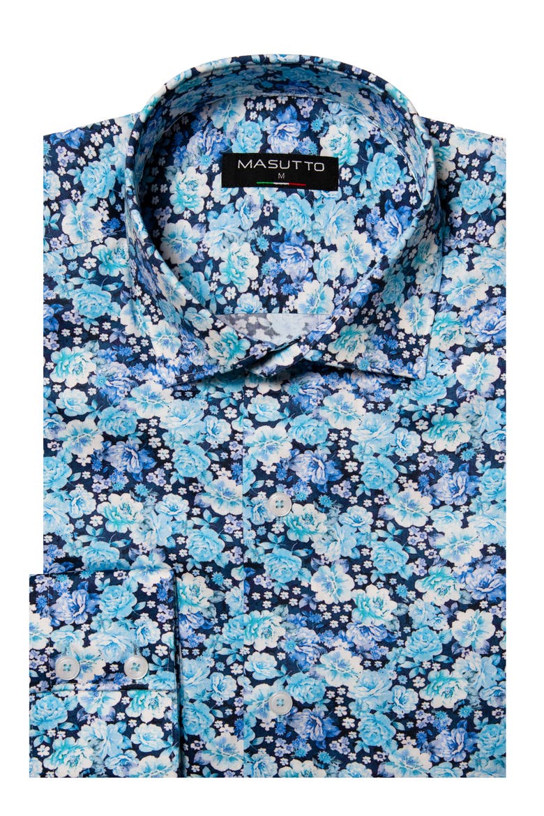 Johnson Multi Navy Floral Print Button-Up Long Sleeve Shirt, Main, color, Navy