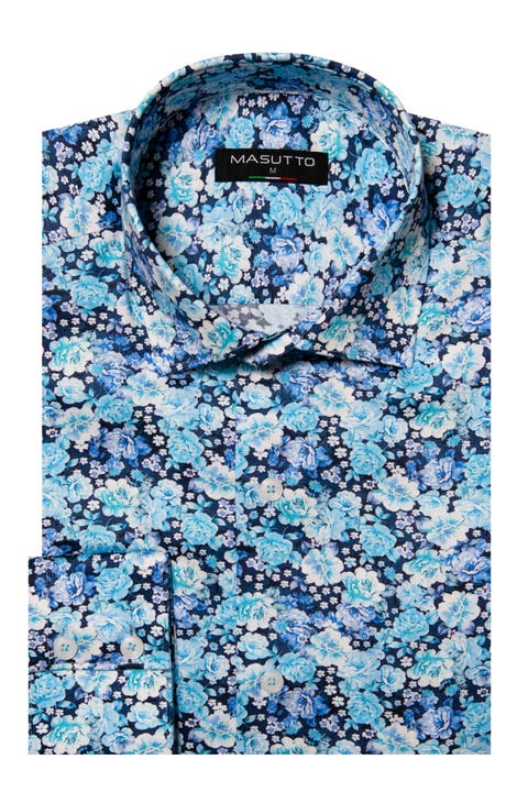 Johnson Multi Navy Floral Print Button-Up Long Sleeve Shirt