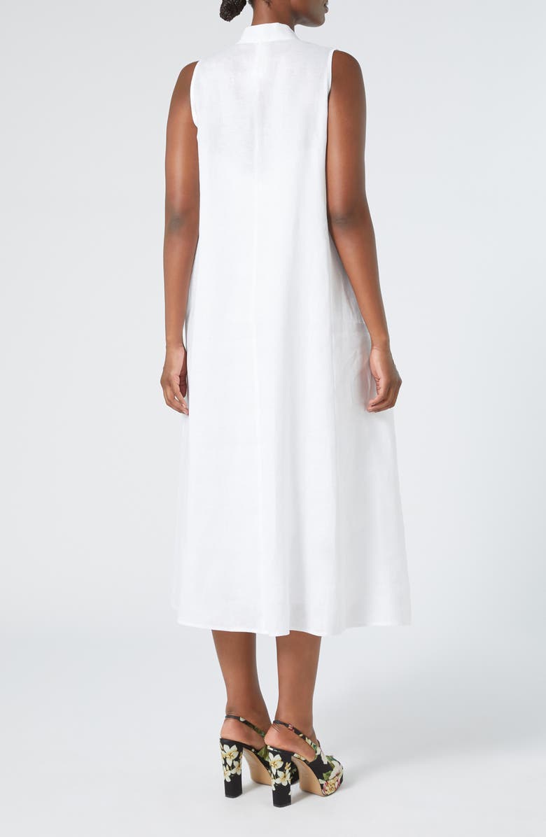 Marina Rinaldi Tema Sleeveless Linen Dress, Alternate, color, Optical White
