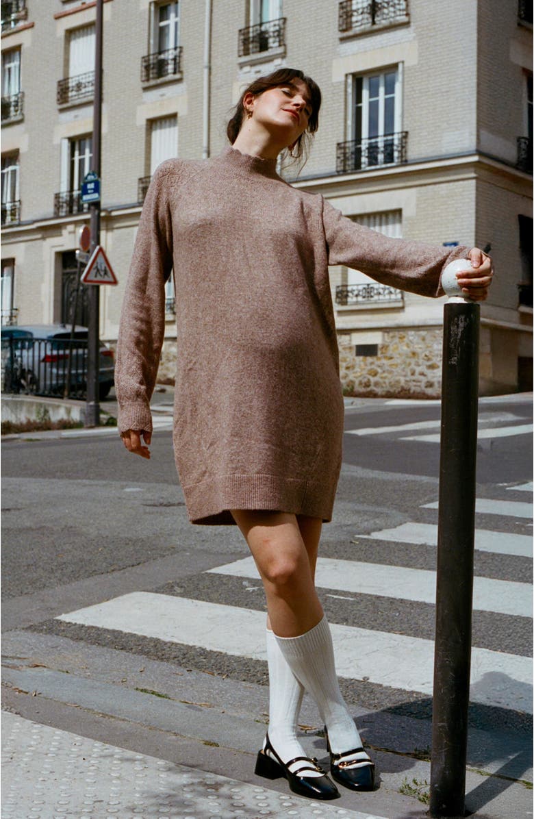 HATCH The Cozy Pointelle Poise Mini Dress, Alternate, color, Mocha