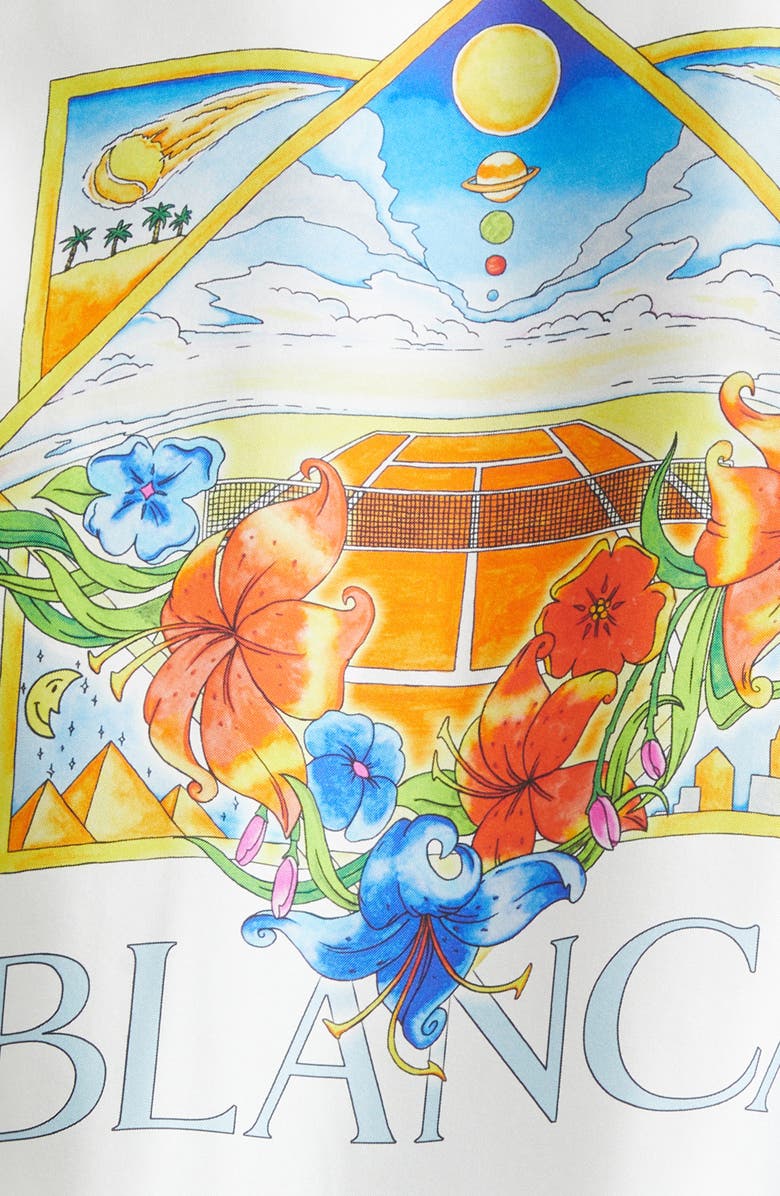 Casablanca Tennis Landscape Print Silk Twill Camp Shirt, Alternate, color, Silk Twill