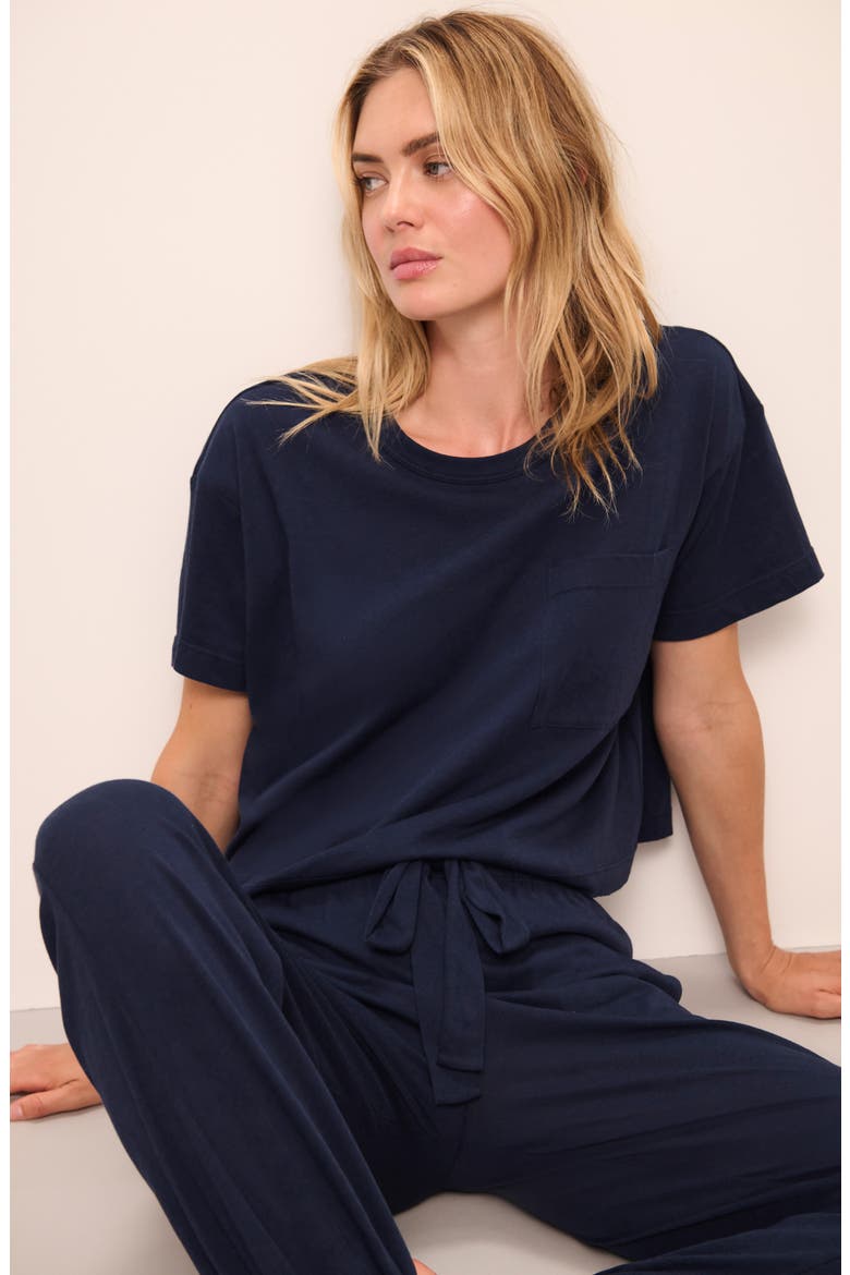 Solid Crop Pajama Pants, Alternate, color, NAVY