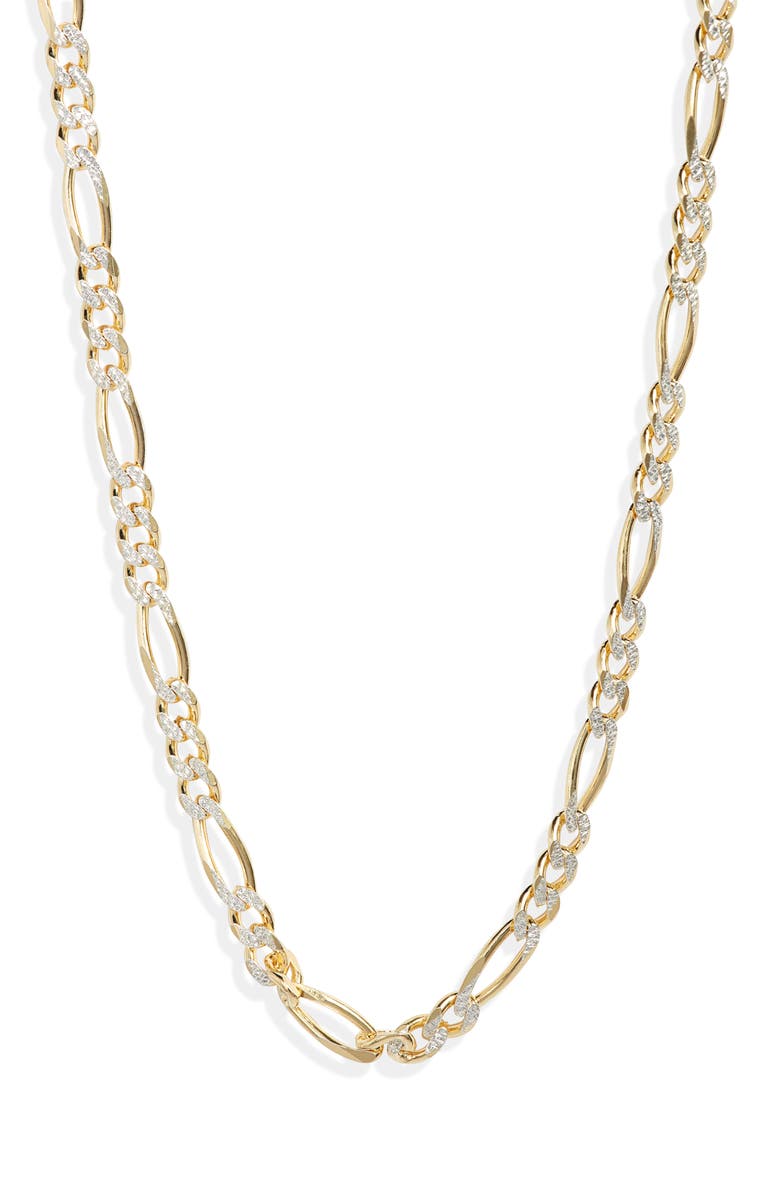 Argento Vivo Sterling Silver Diamond Cut Figaro Chain Necklace, Main, color, Gold