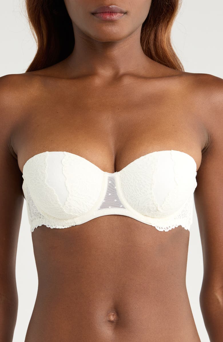 Hunkemöller Posie Lace Padded Underwire Bra, Alternate, color, Snow White