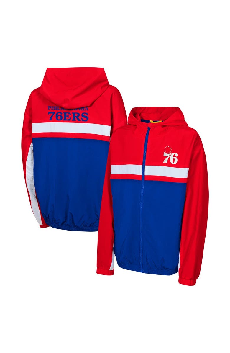 Outerstuff Youth Red Philadelphia 76ers Headliner Windbreaker Full-Zip Hoodie Jacket, Main, color, Red