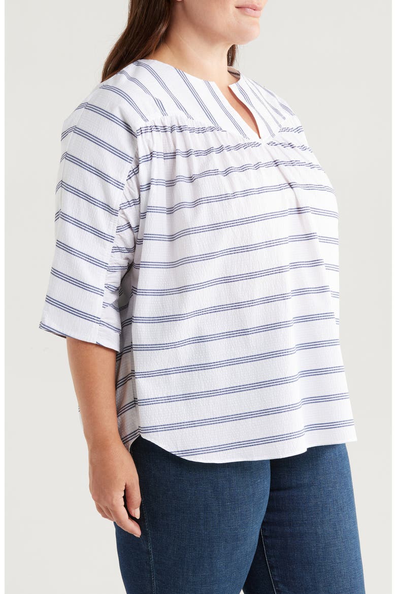 Elexis Stripe Tunic Top, Alternate, color, WHITE NAVY STRIPES