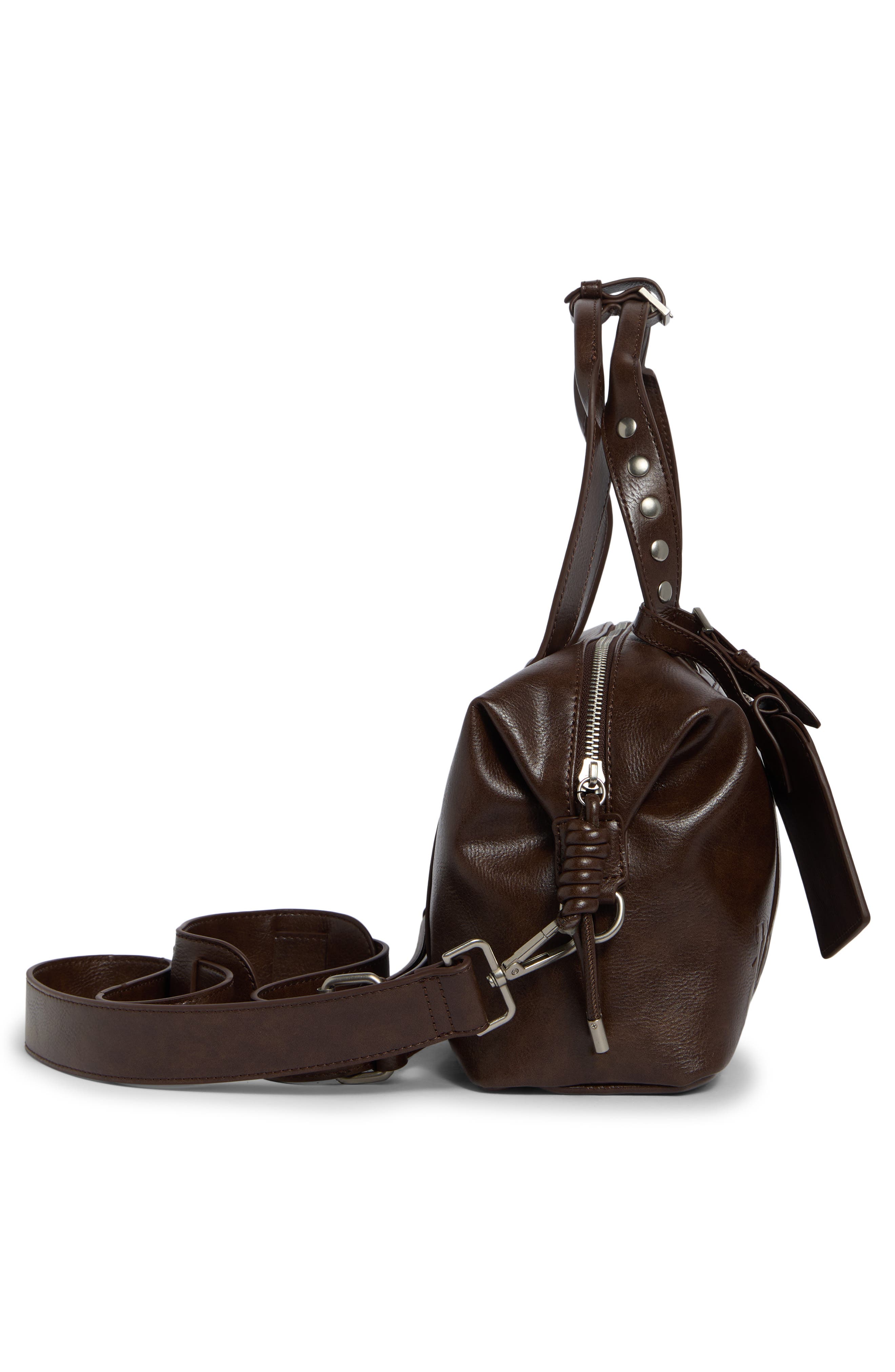 Medium Boston Leather Satchel, Alternate, color, BROWN