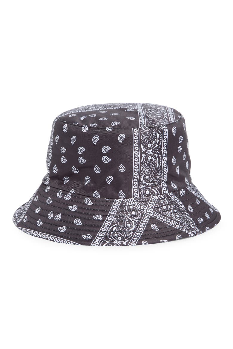 Paisley Reversible Bucket Hat, Alternate, color, BLACK